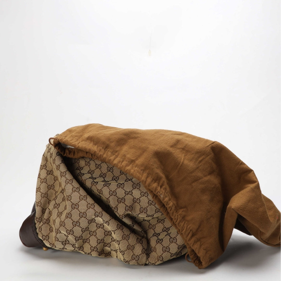Gucci Beige/Brown GG Large Jockey Hobo Bag