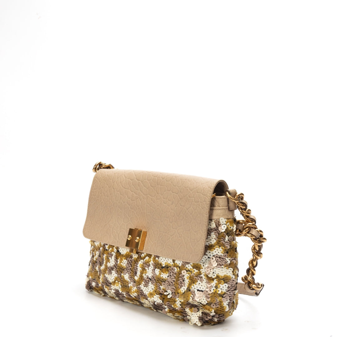 Marc Jacobs Leather-Trimmed Sequined Shoudler Bag