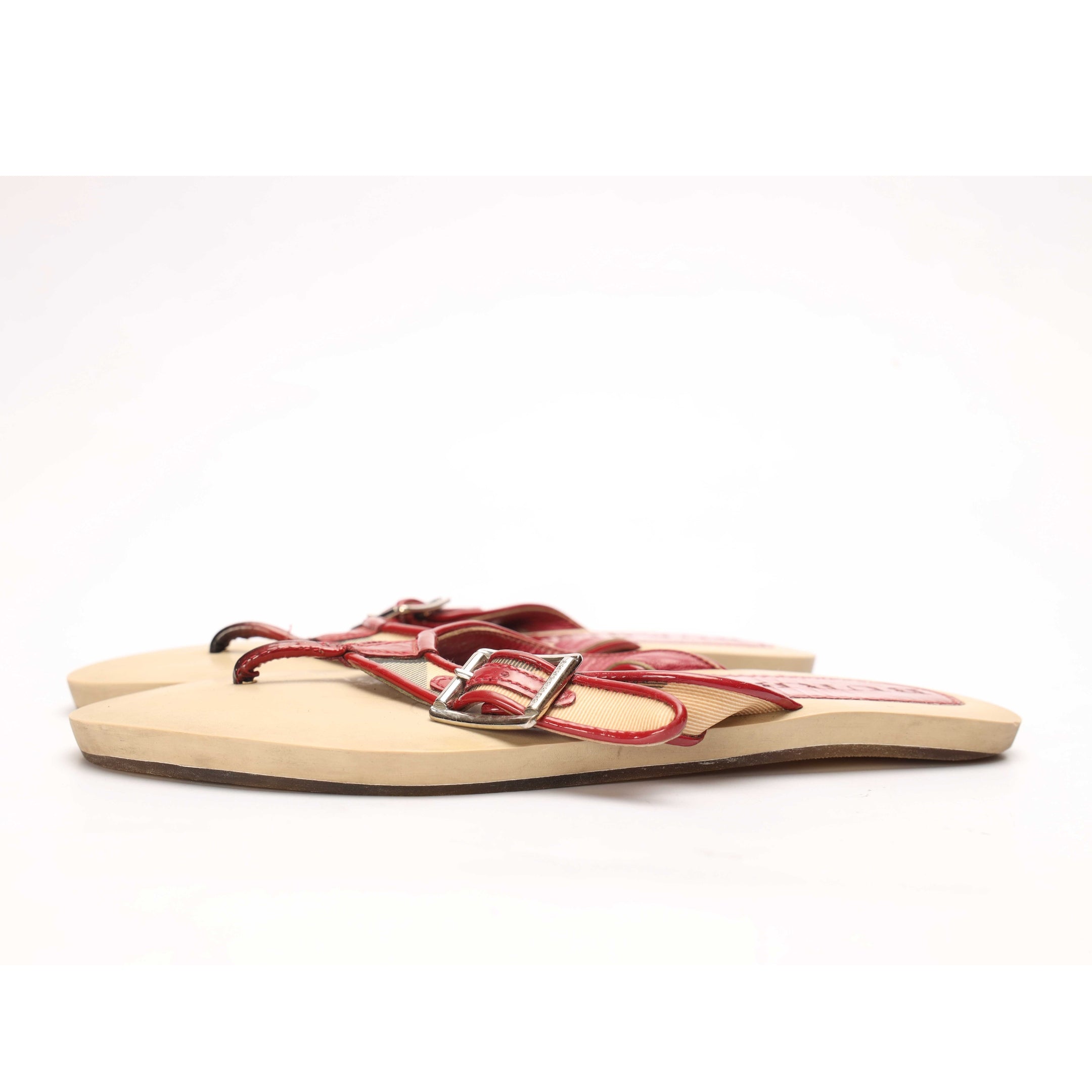 Burberry Check Beige Red Sandals