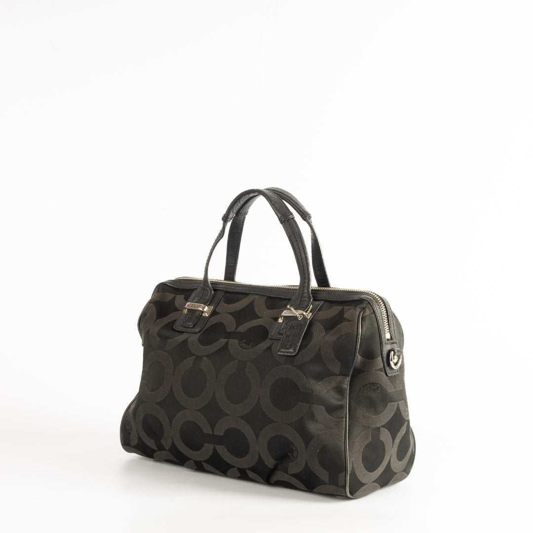 Coach Taylor Op Art Black Canvas Satchel