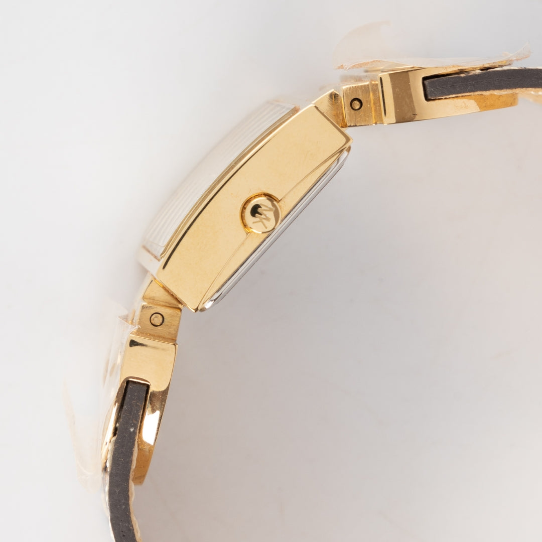 Michael Kors Yellow Gold Plated Stainless Steel Leather Watch