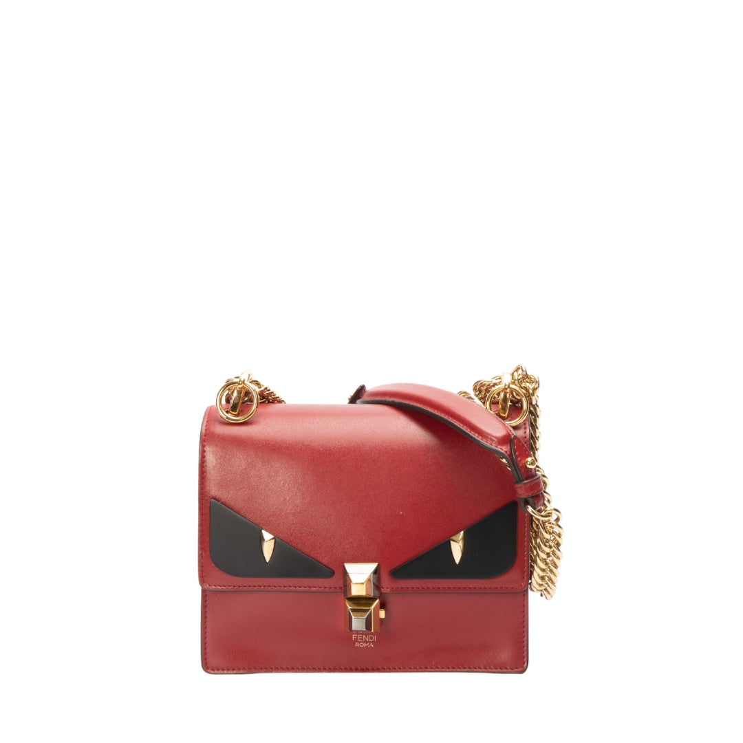 Fendi Vitello Monster Eyes Studded Kan Shoulder Bag