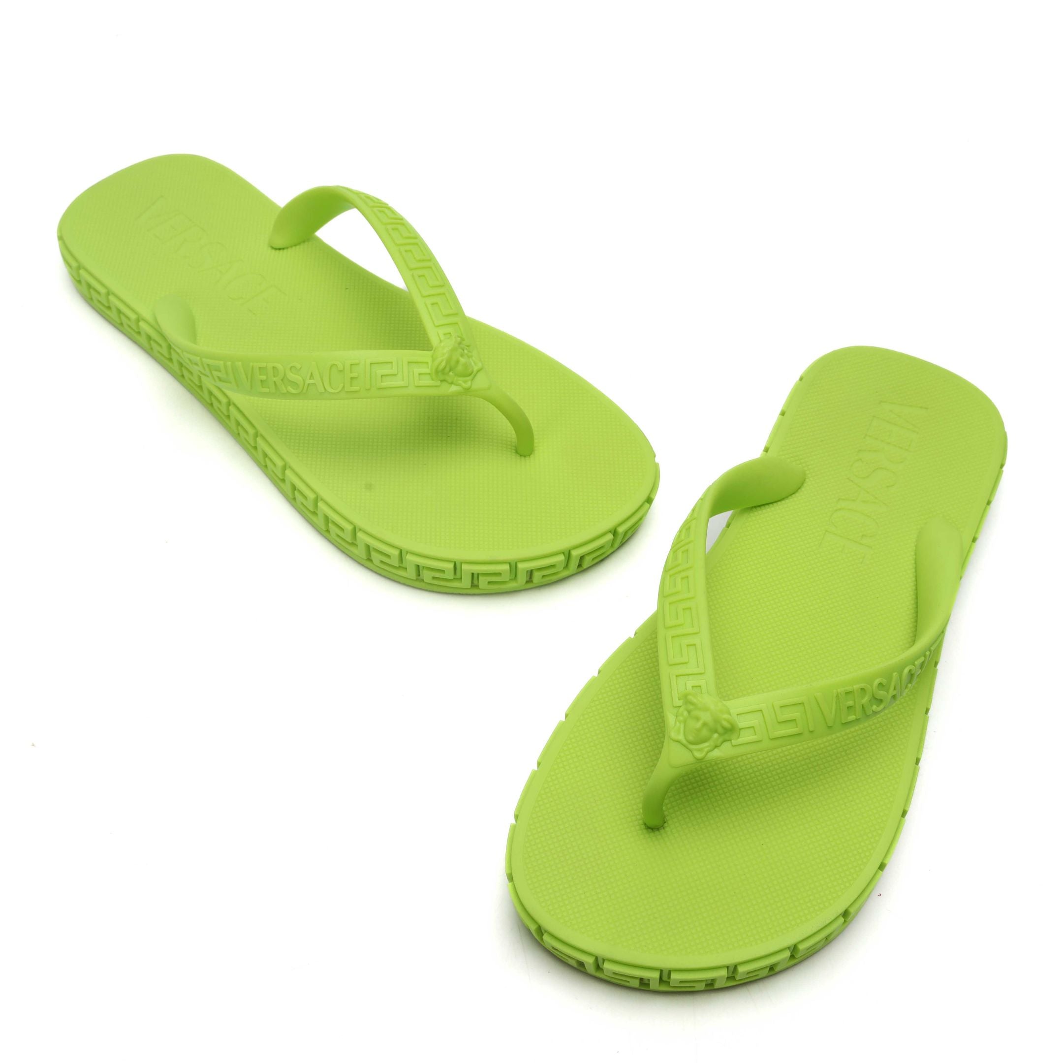Versace Greca Green Flip-Flop Sandals