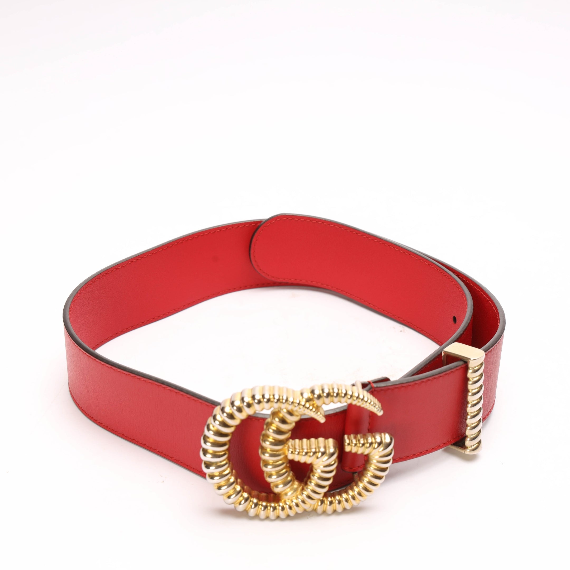 Gucci GG Buckle Red Leather Belt