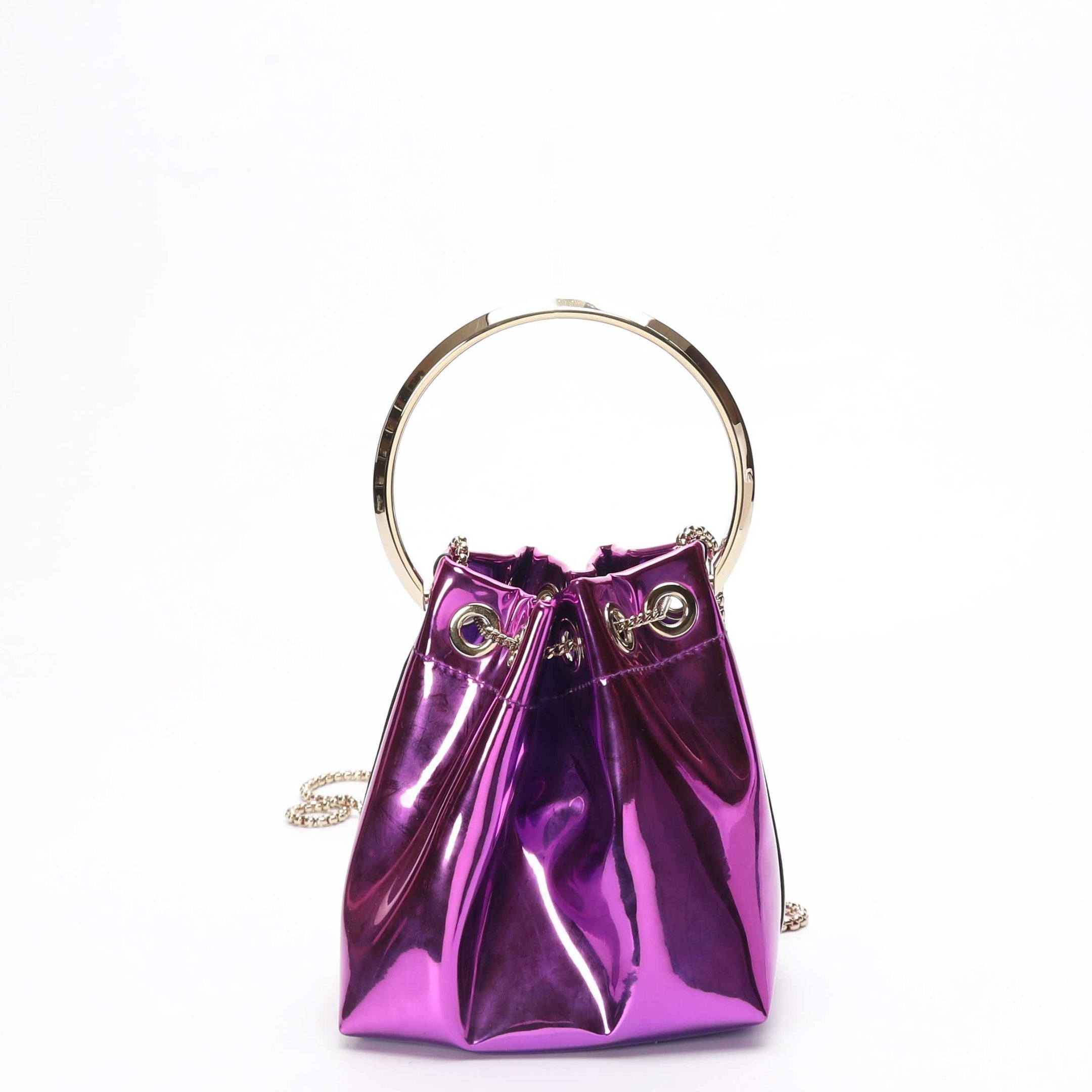 Jimmy Choo Bon Bon Purple Top Handle Bucket Bag