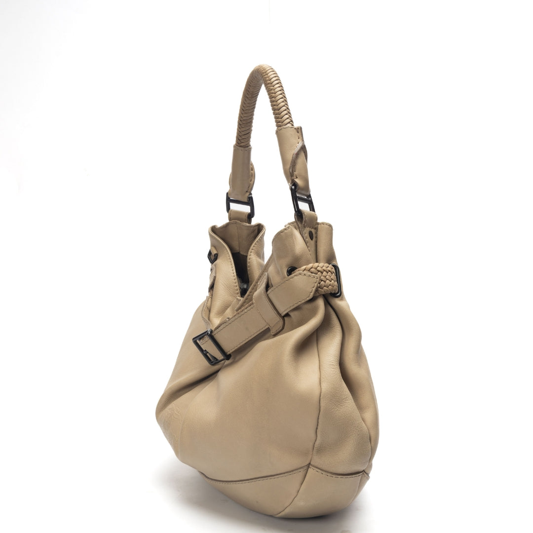 Burberry Beige Buckle Detail Hobo Tote