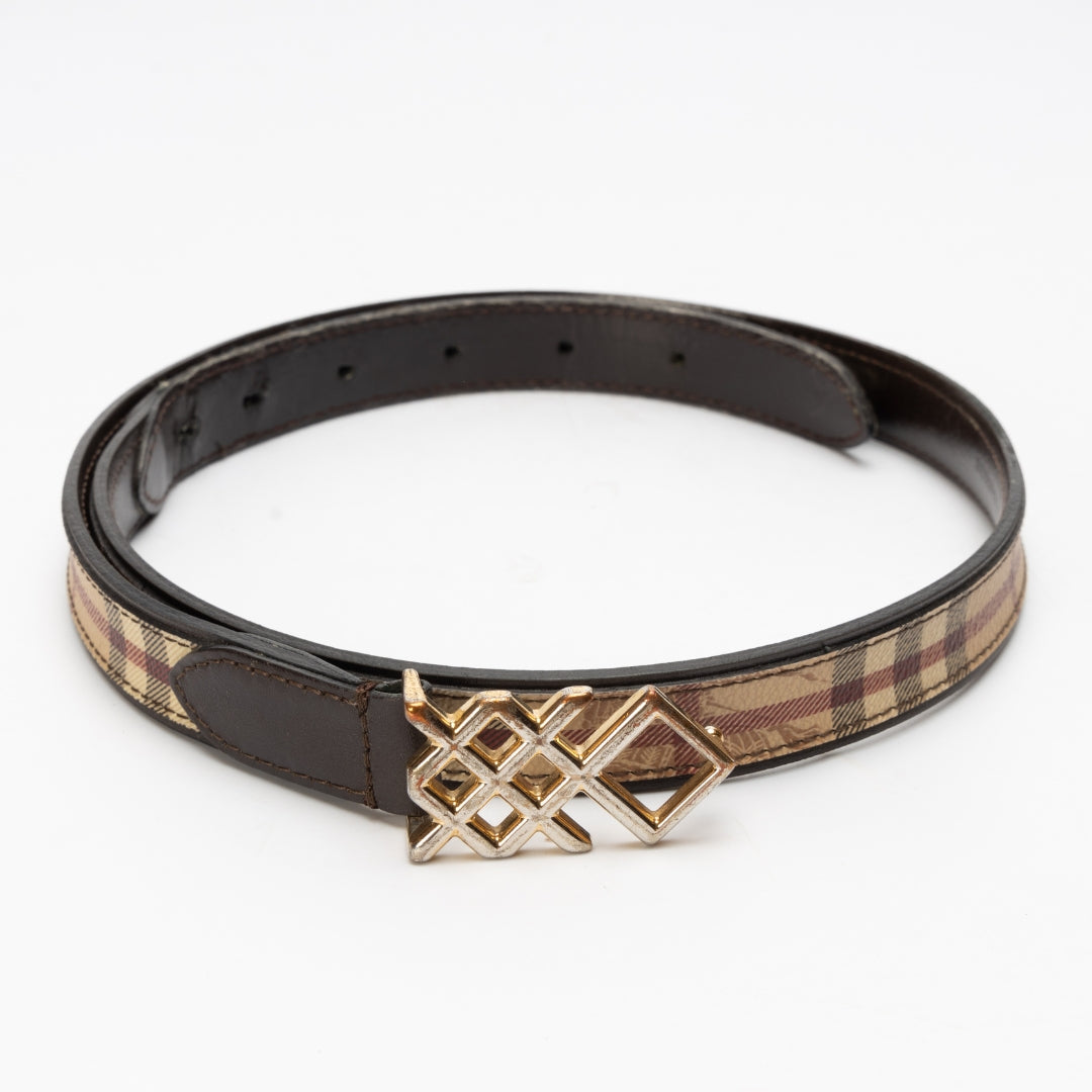 Burberry Haymarket Check Canvas and Leather Pembroke Belt