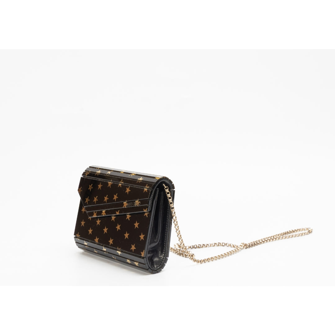 Jimmy Choo Black and Gold Mini Acrylic Crossbody bag