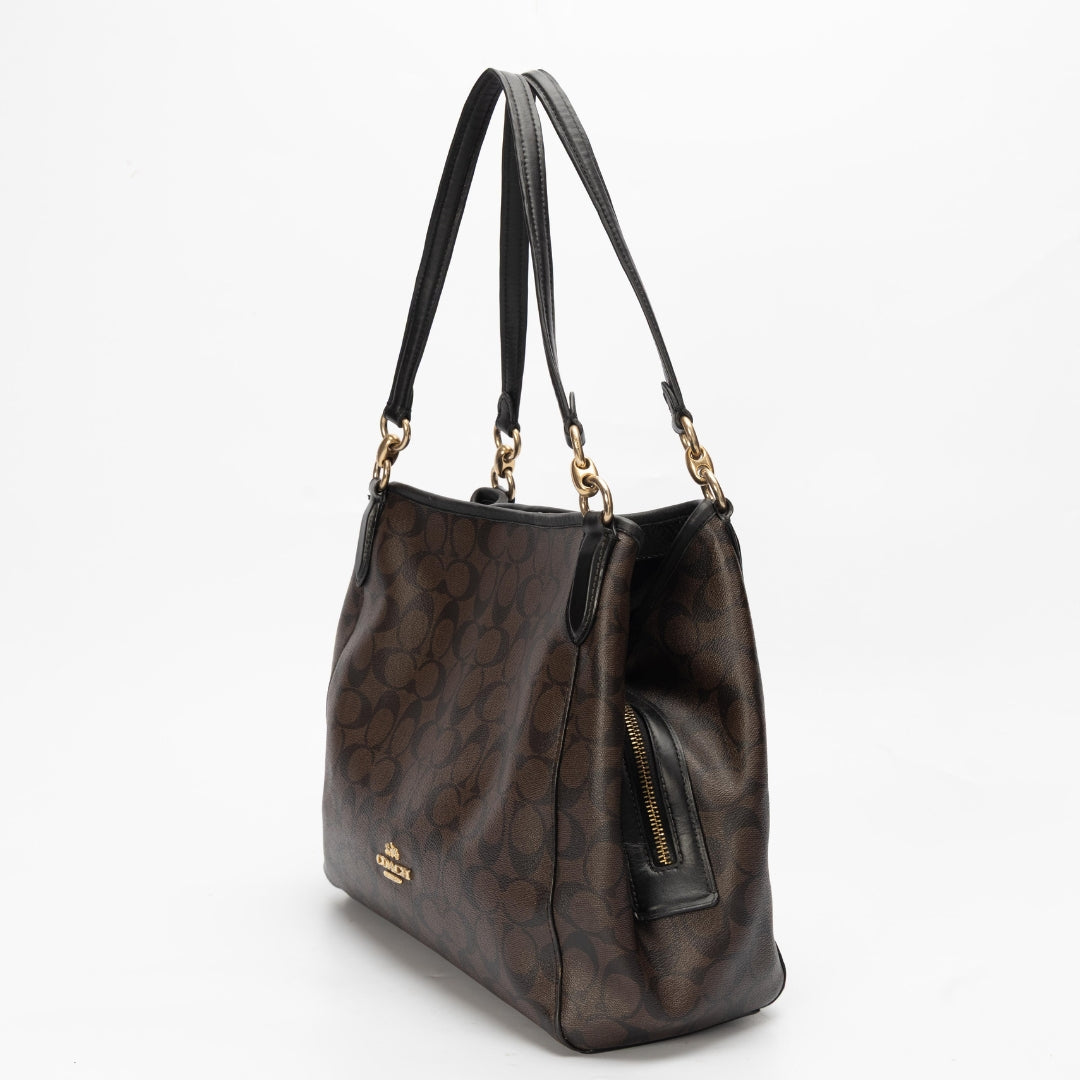 Coach Signature Canvas Hallie Shoulder Bag
