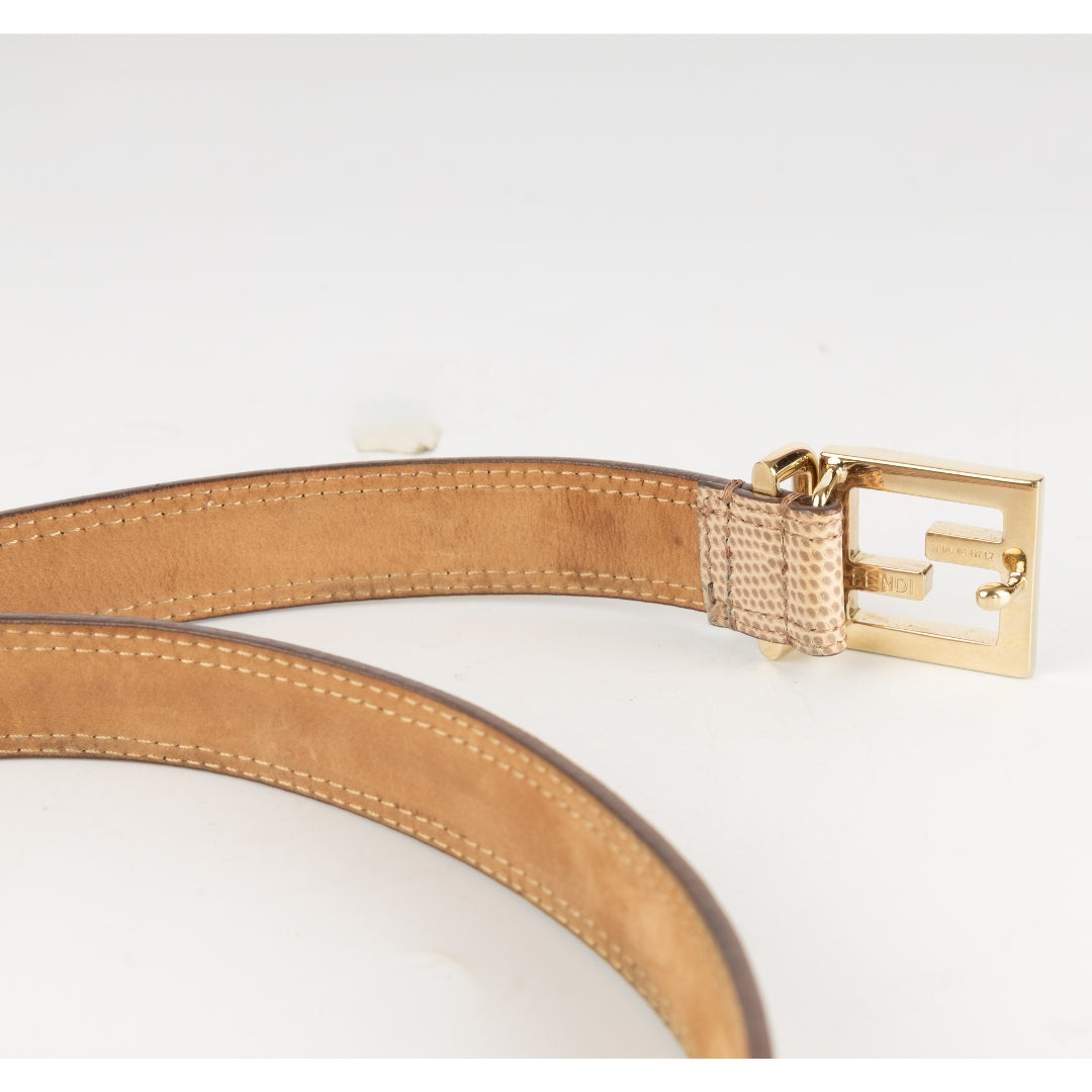 Fendi Leather Gold Logo Buckle Belt