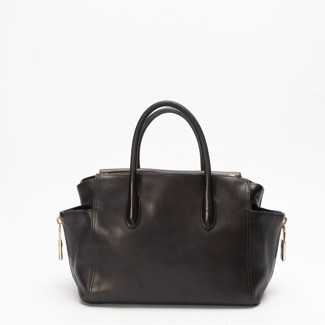 Salvatore Ferragamo Black East-West Convertible Satchel