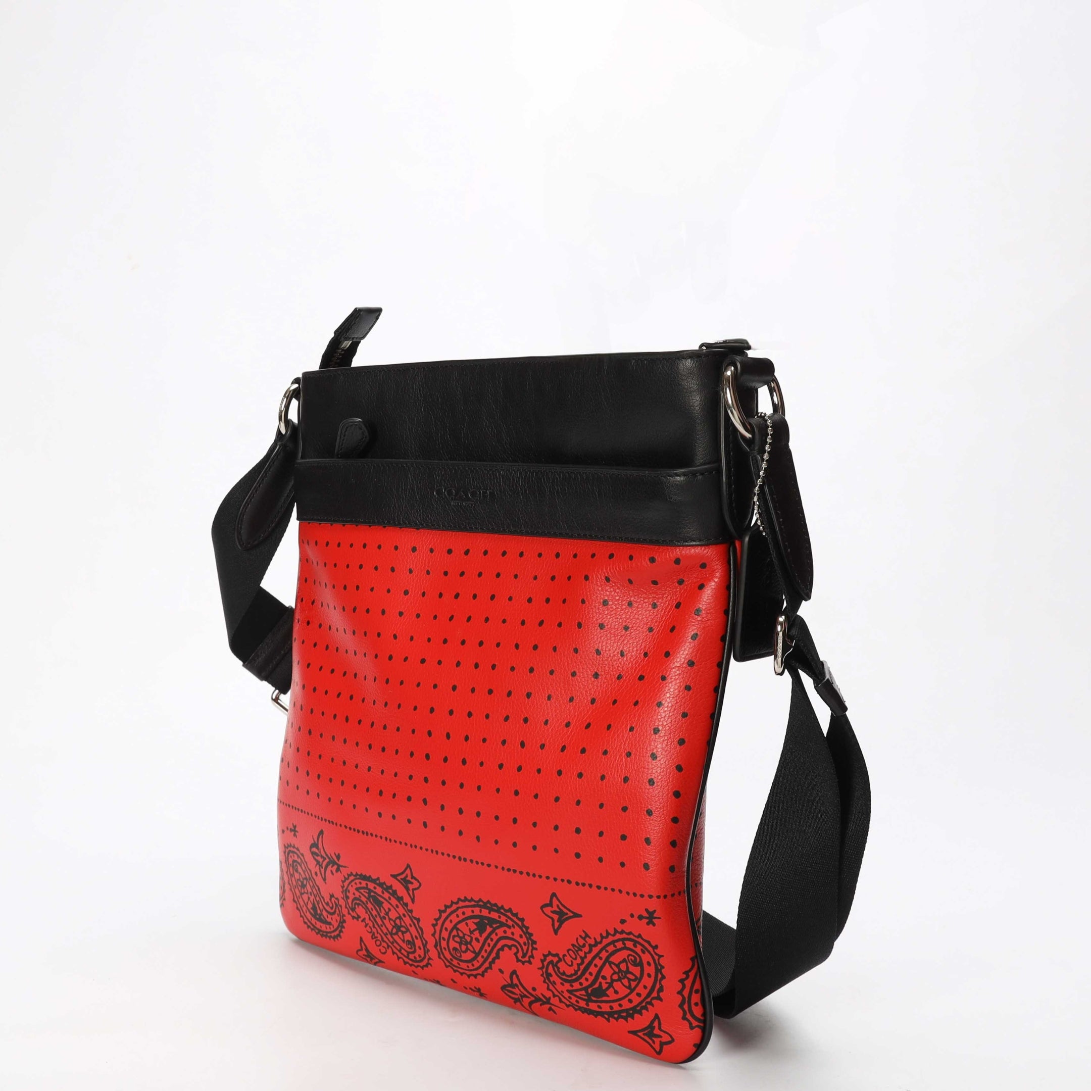 Coach Red & Black Bandana Print Messenger Bag