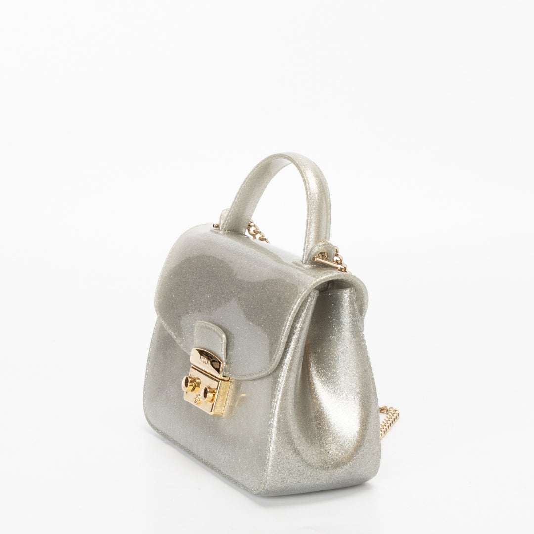 Furla Silver Metropolis Crossbody Bag