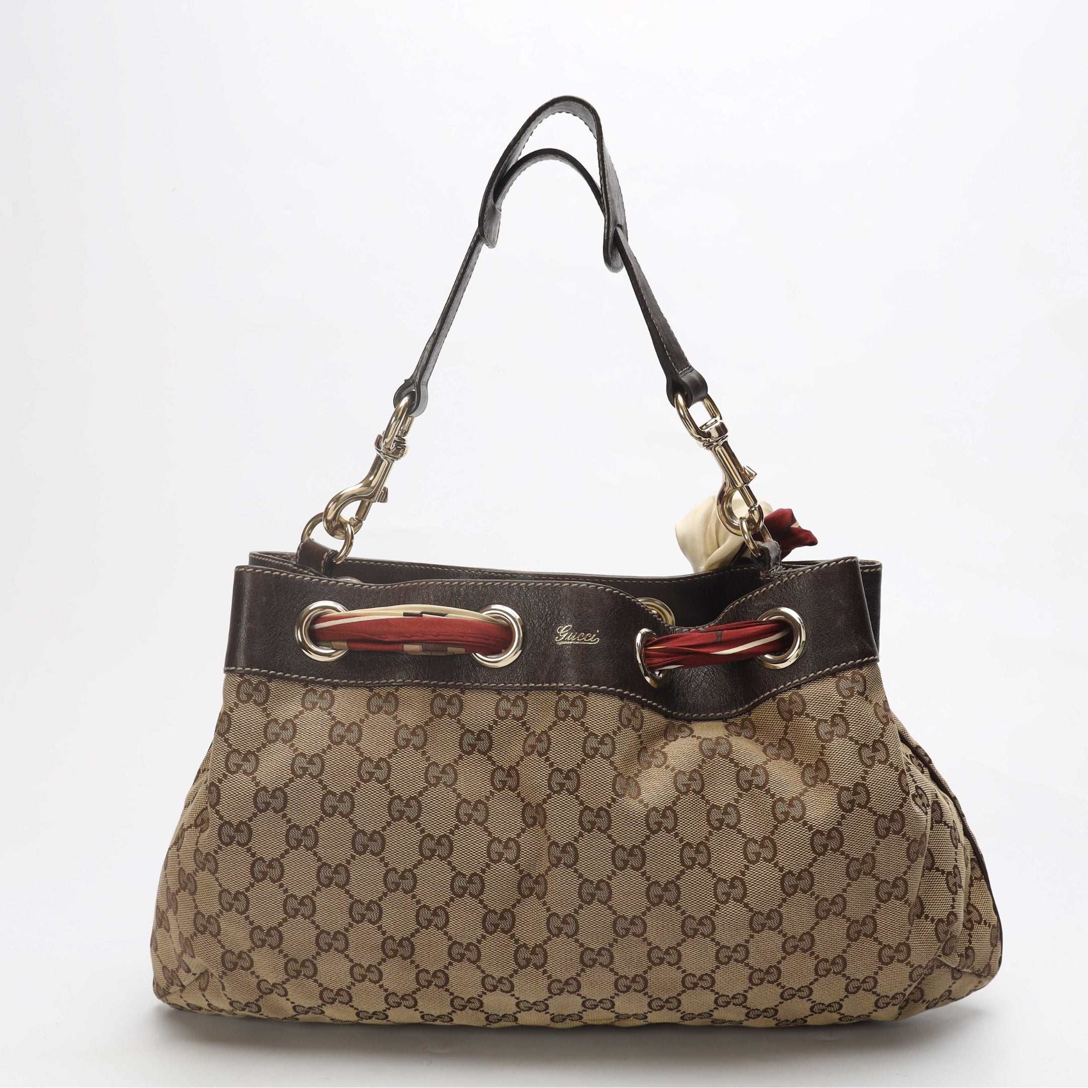 Gucci Positano Scarf Beige/Brown GG Canvas Tote