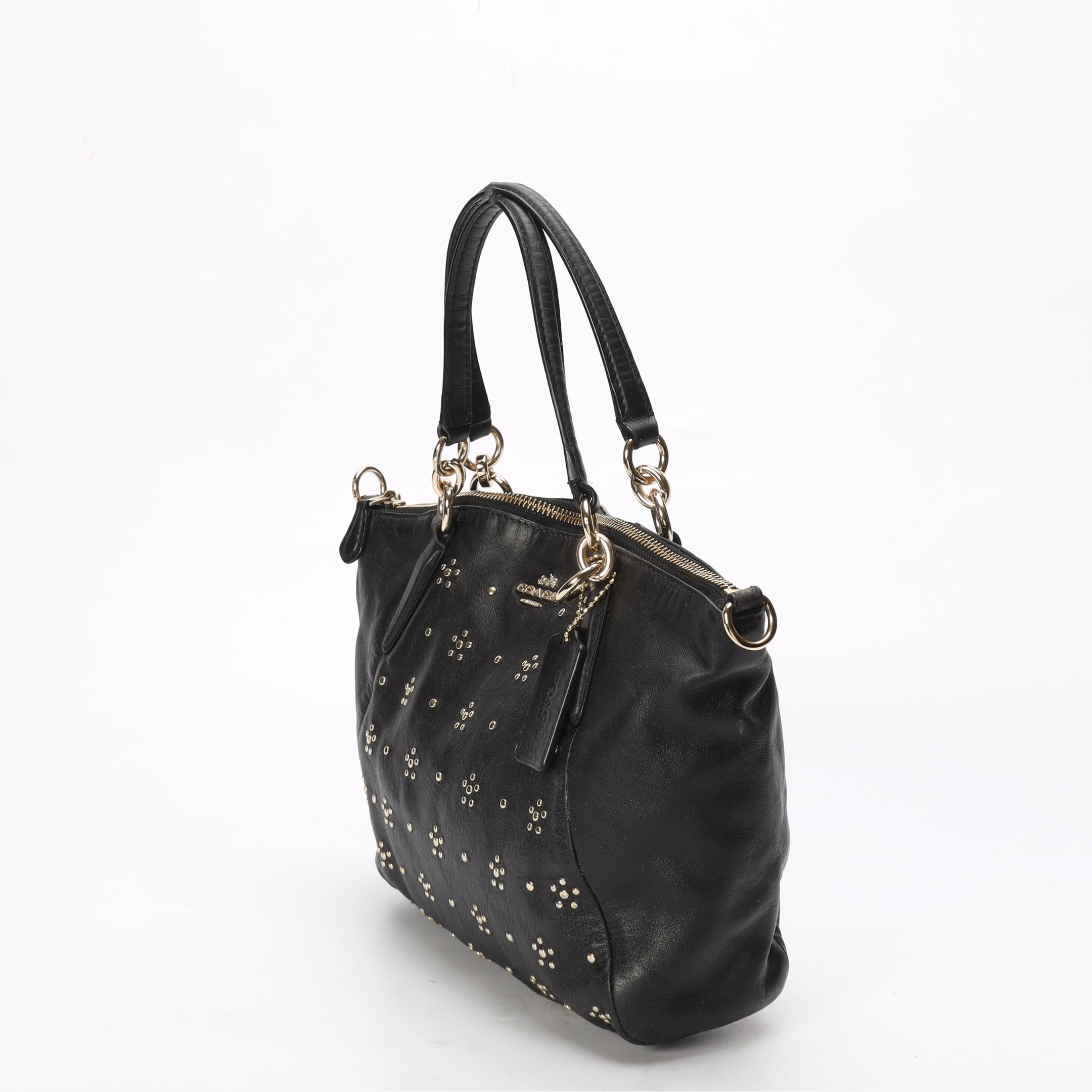 Coach Black Kelsey Studded Convertible Satchel