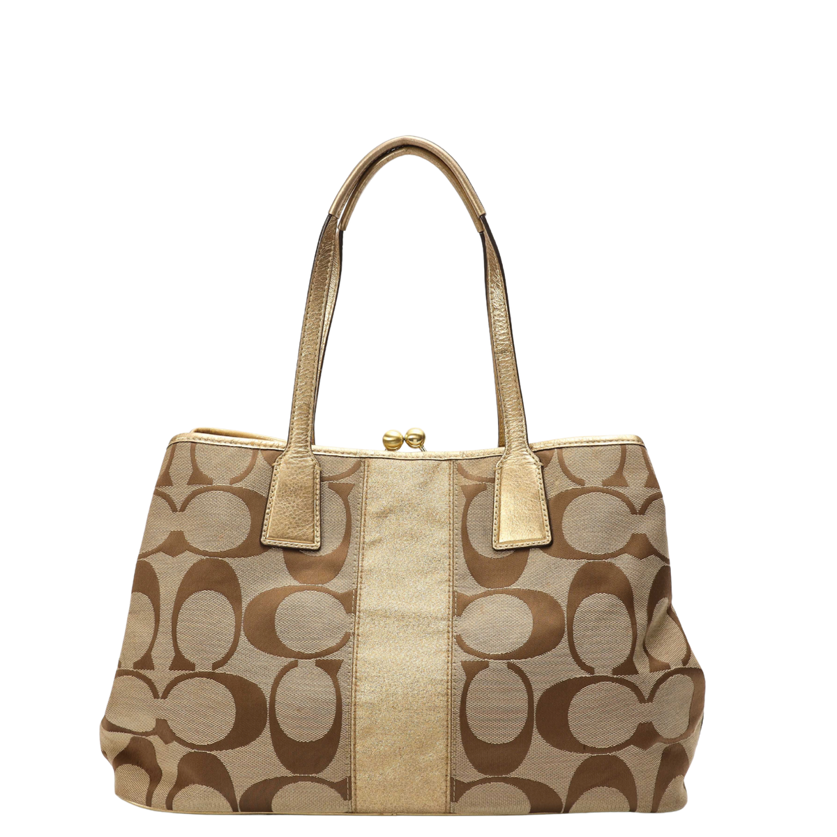 Coach Signature Logo Carryall Kisslock Tote