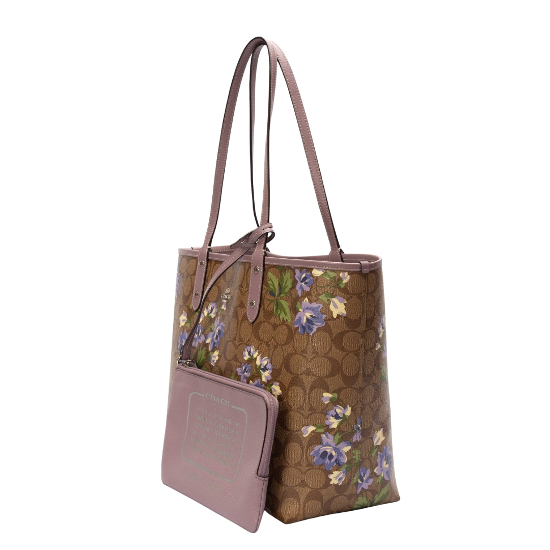 Coach Floral Print Coated Canvas Reversible City Tote