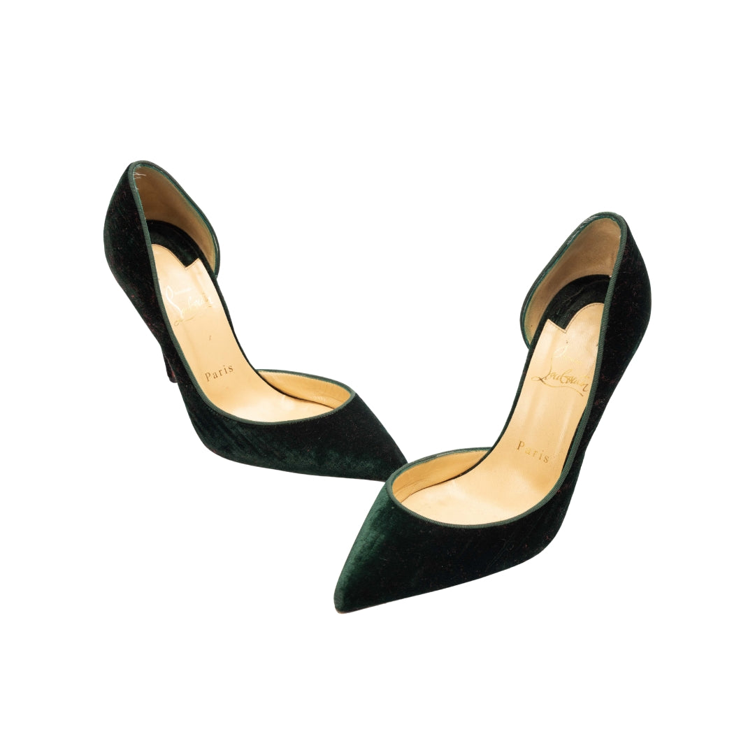 Christian Louboutin Dark Green Velvet Iriza D'orsay Pumps