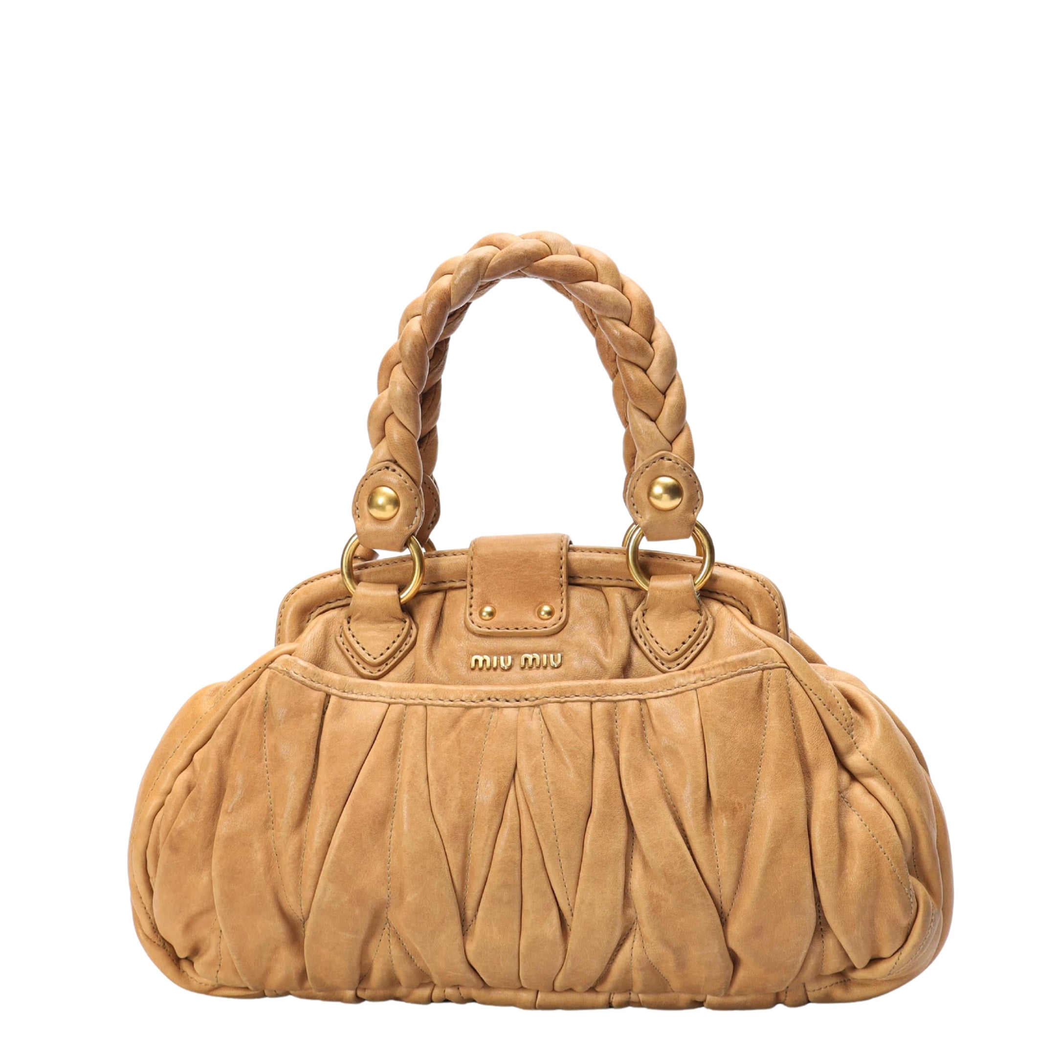 Miu Miu Beige Matelasse Coffer Satchel
