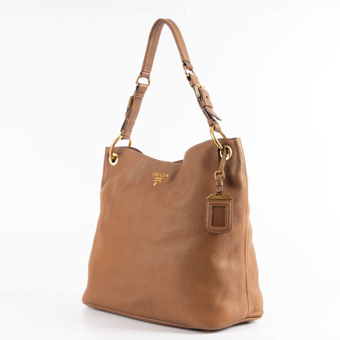 Prada Brown Diano Leather Hobo Bag