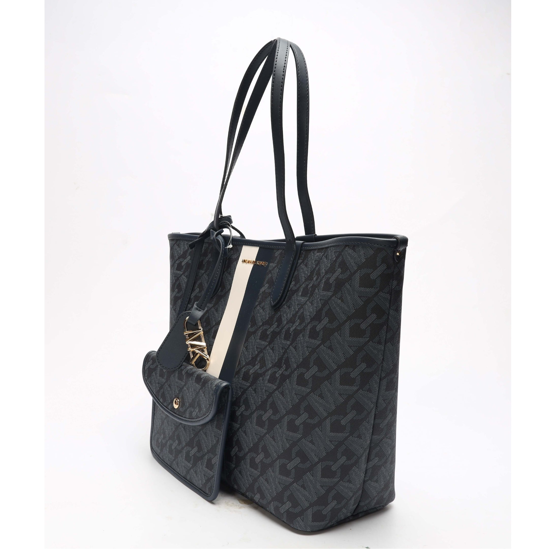 Michael Kors Navy Eliza Empire Logo Stripe Tote