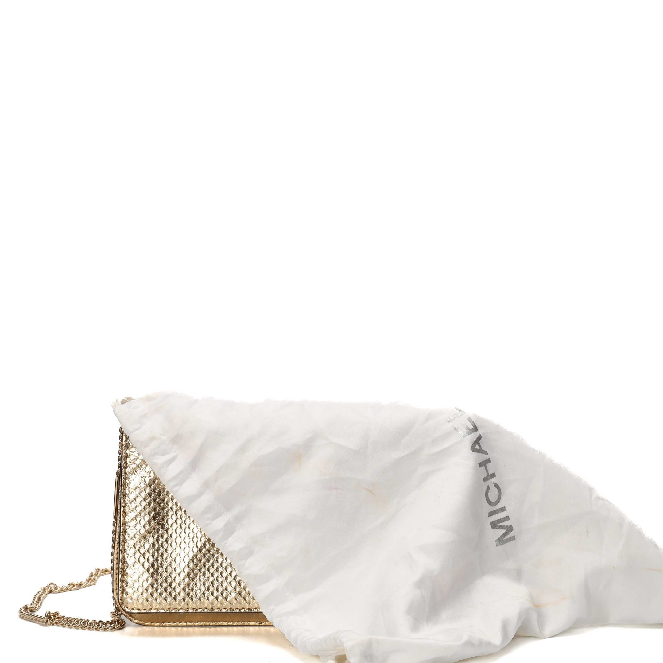 Michael Kors Mott Metallic Gold Clutch Crossbody Bag