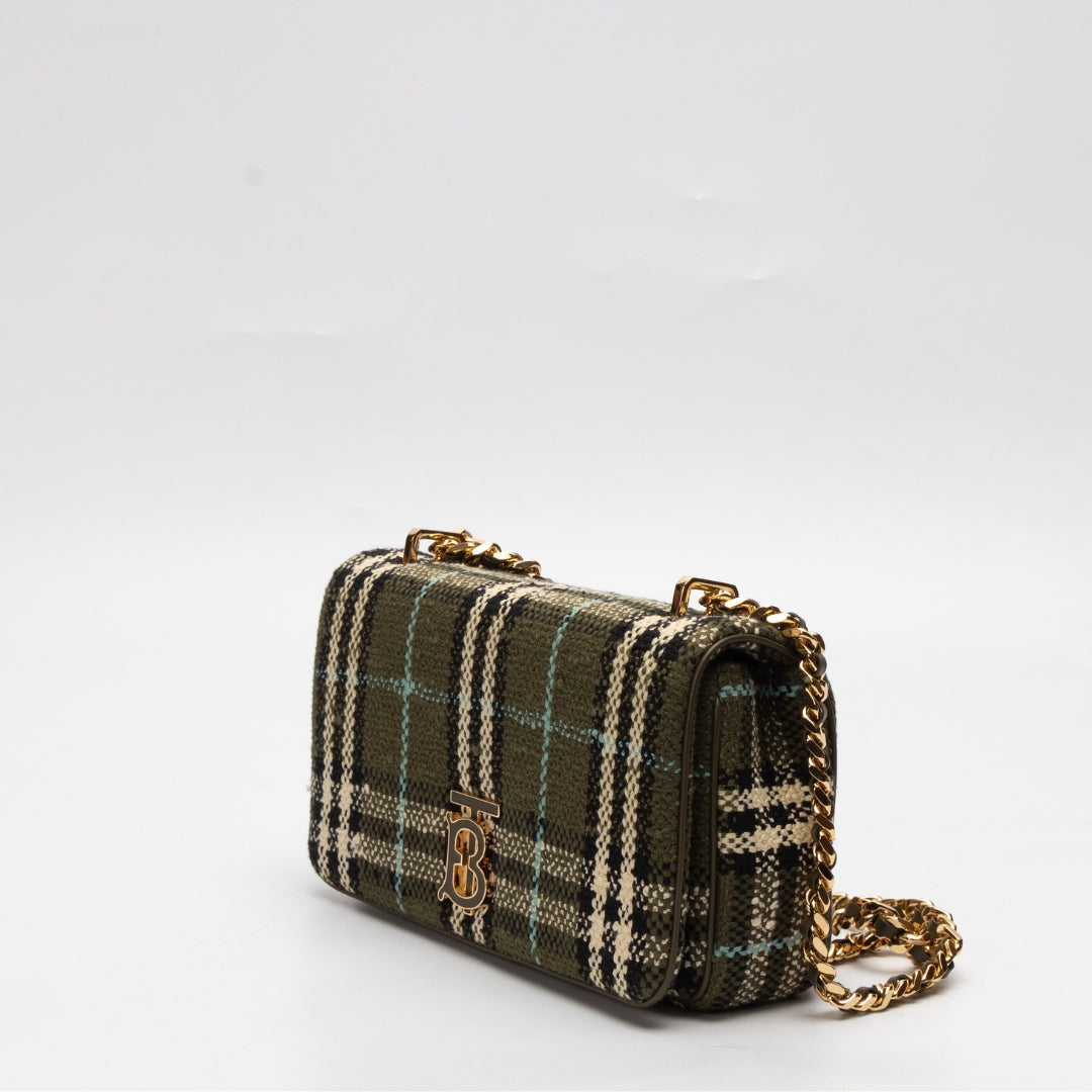 Burberry Lola Boucle Checked Crossbody Bag