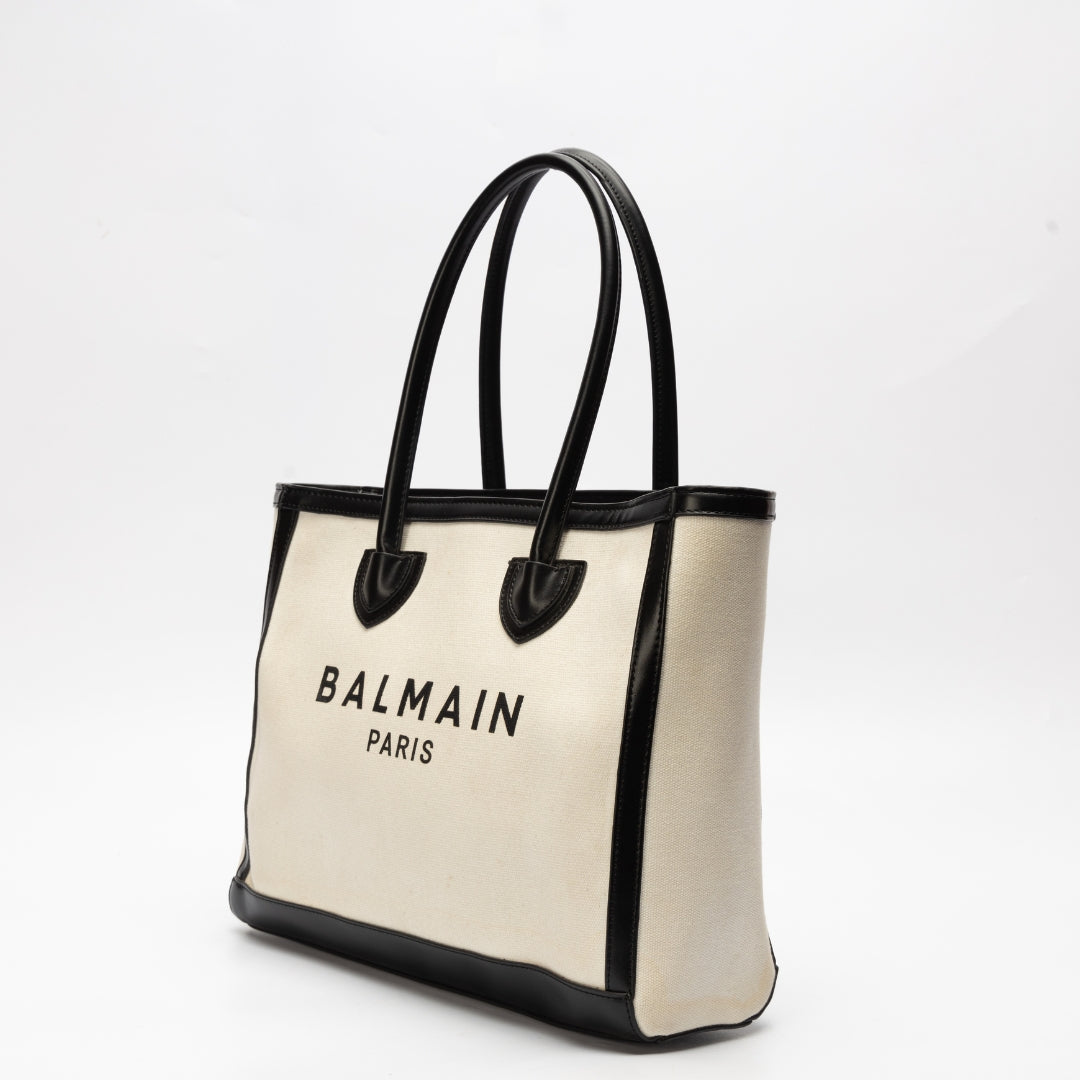 Balmain B-Army Leather Trimmed Canvas Tote