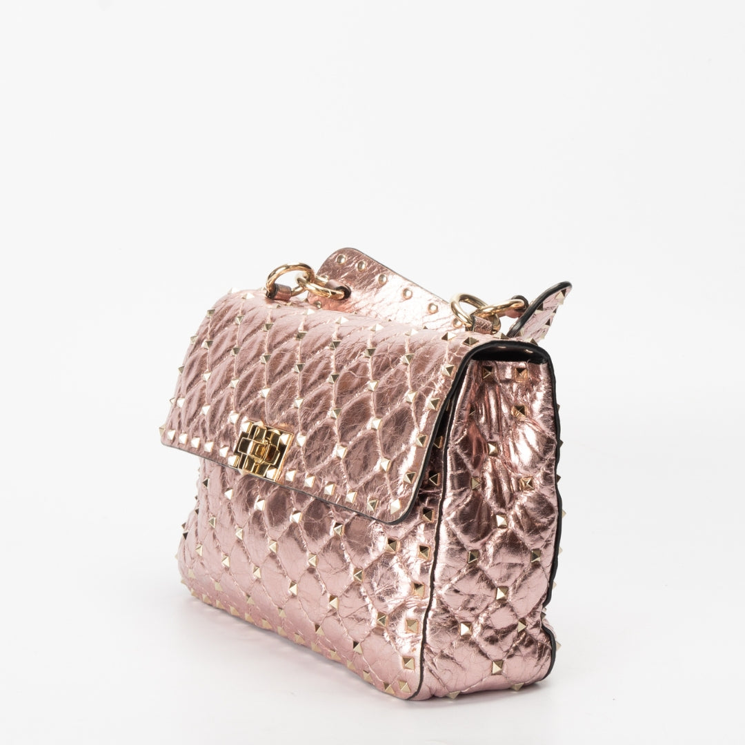 Valentino Garavani Rockstud Spike Metallic Leather Crossbody Bag