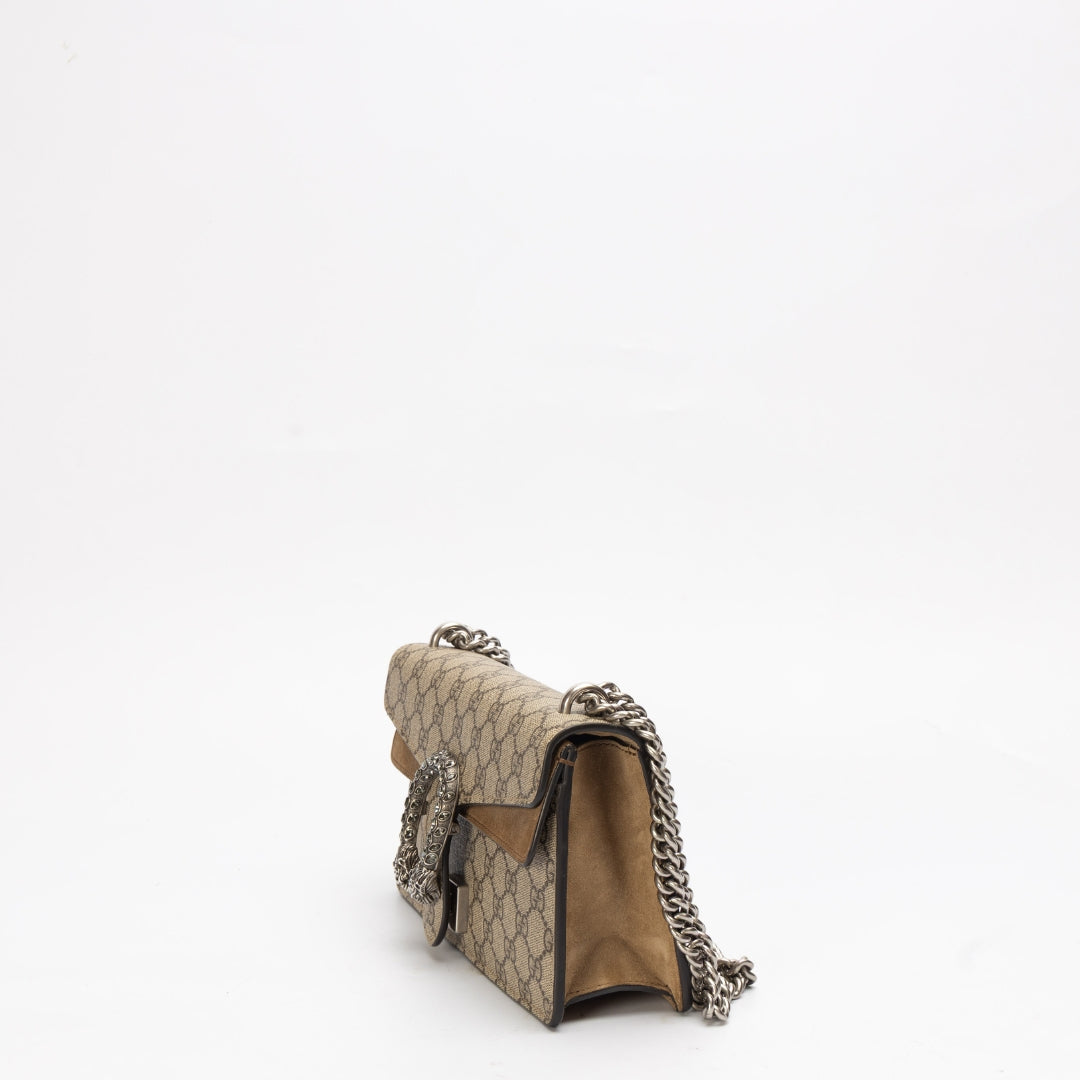 Gucci GG Supreme Canvas Suede Dionysus Shoulder Bag