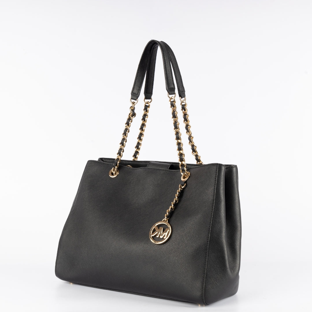 Michael Kors Saffiano Leather Susannah Black Shoulder Bag