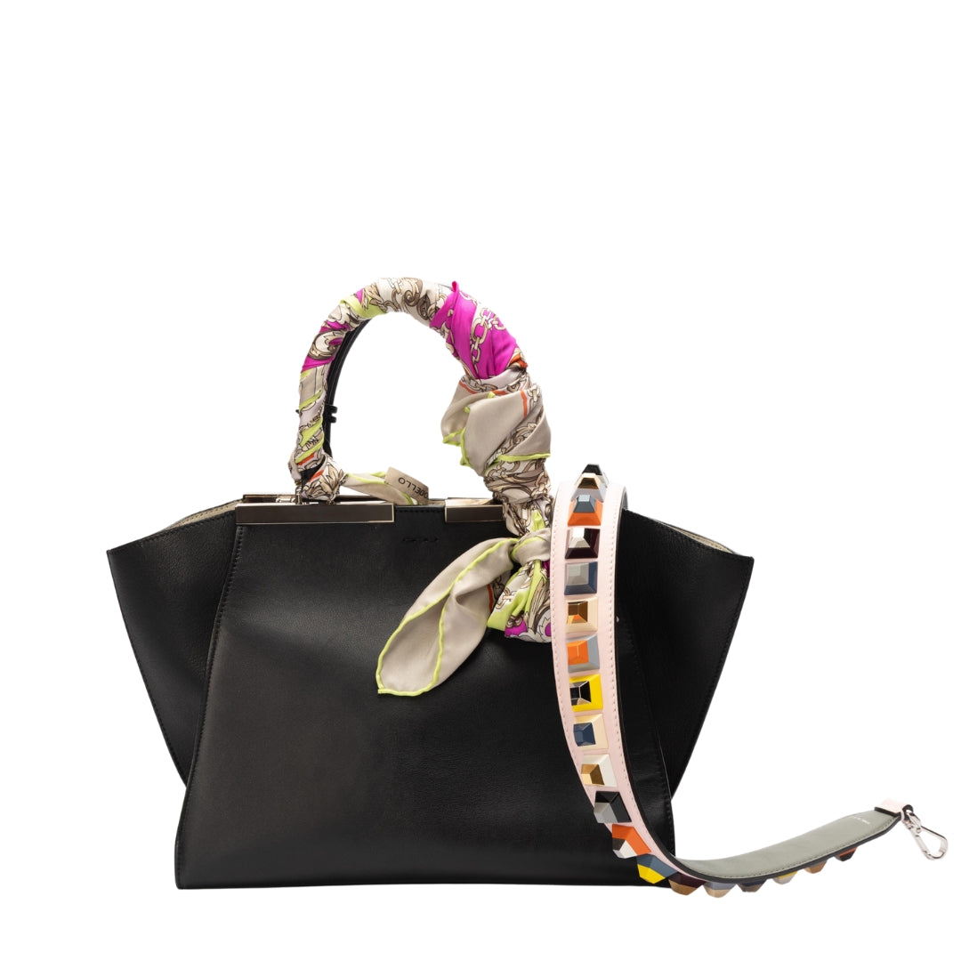 Fendi Black Leather Studded 3Jours Tote Bag
