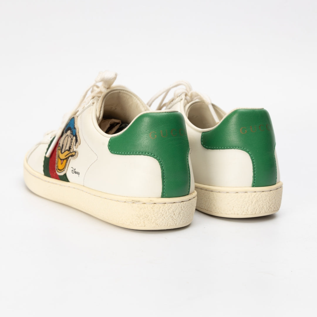 Gucci x Disney White Leather Donald Duck Ace Sneakers