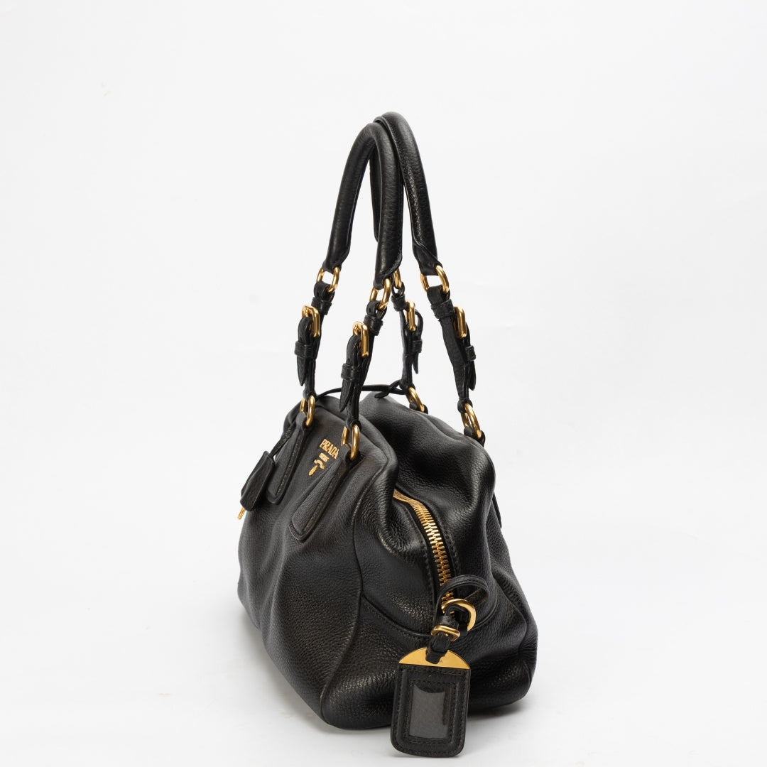 Prada Vitello Black Satchel