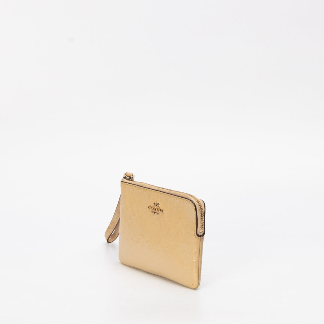 Coach Beige Patent Leather Wristlet