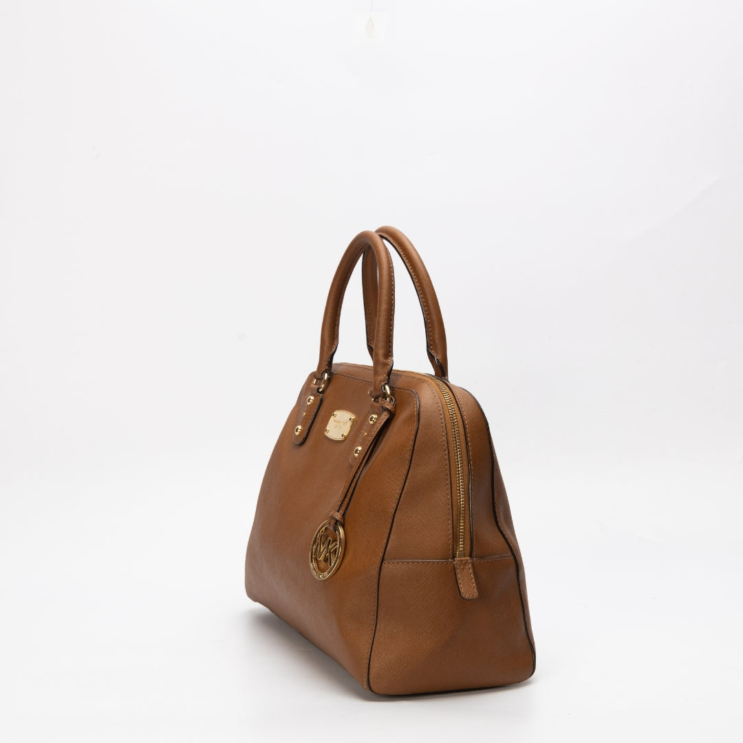 Michael Kors Brown Leather Large Sandrine Satchel