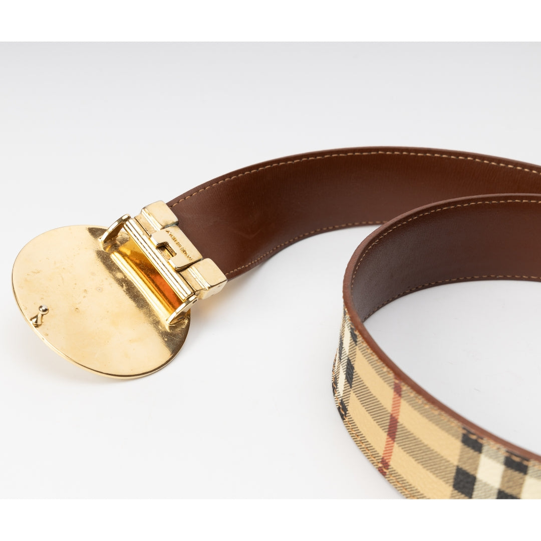 Burberry Beige Haymarket Check Coated Canvas Belt