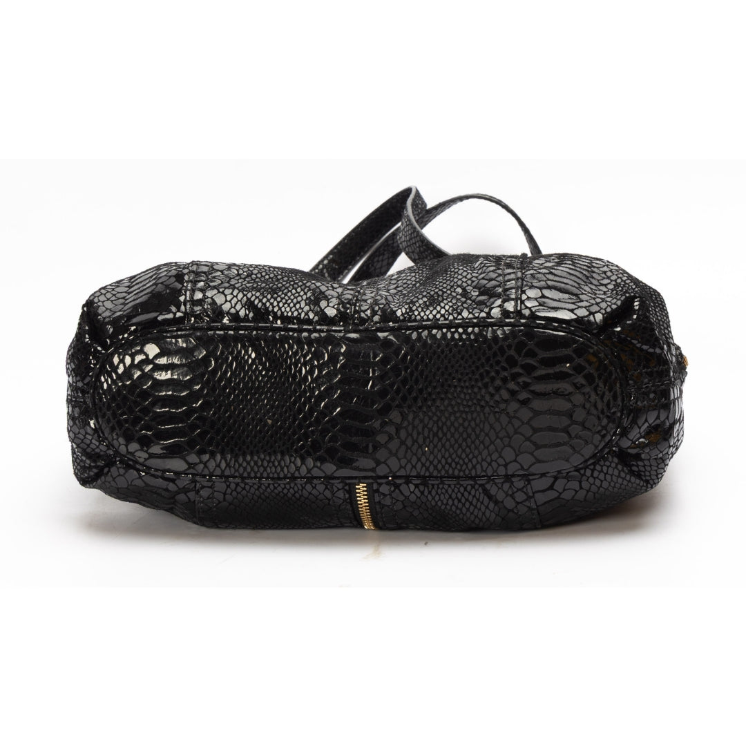 Michael Kors Moxley Black Embossed Python Leather Bag