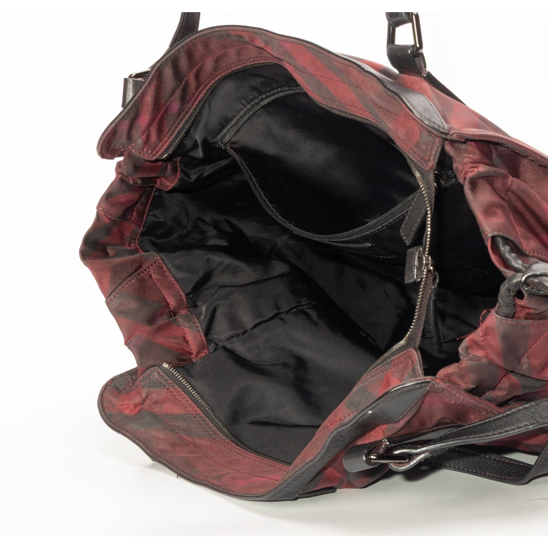 Burberry Burgundy Nova Check Nylon Tote