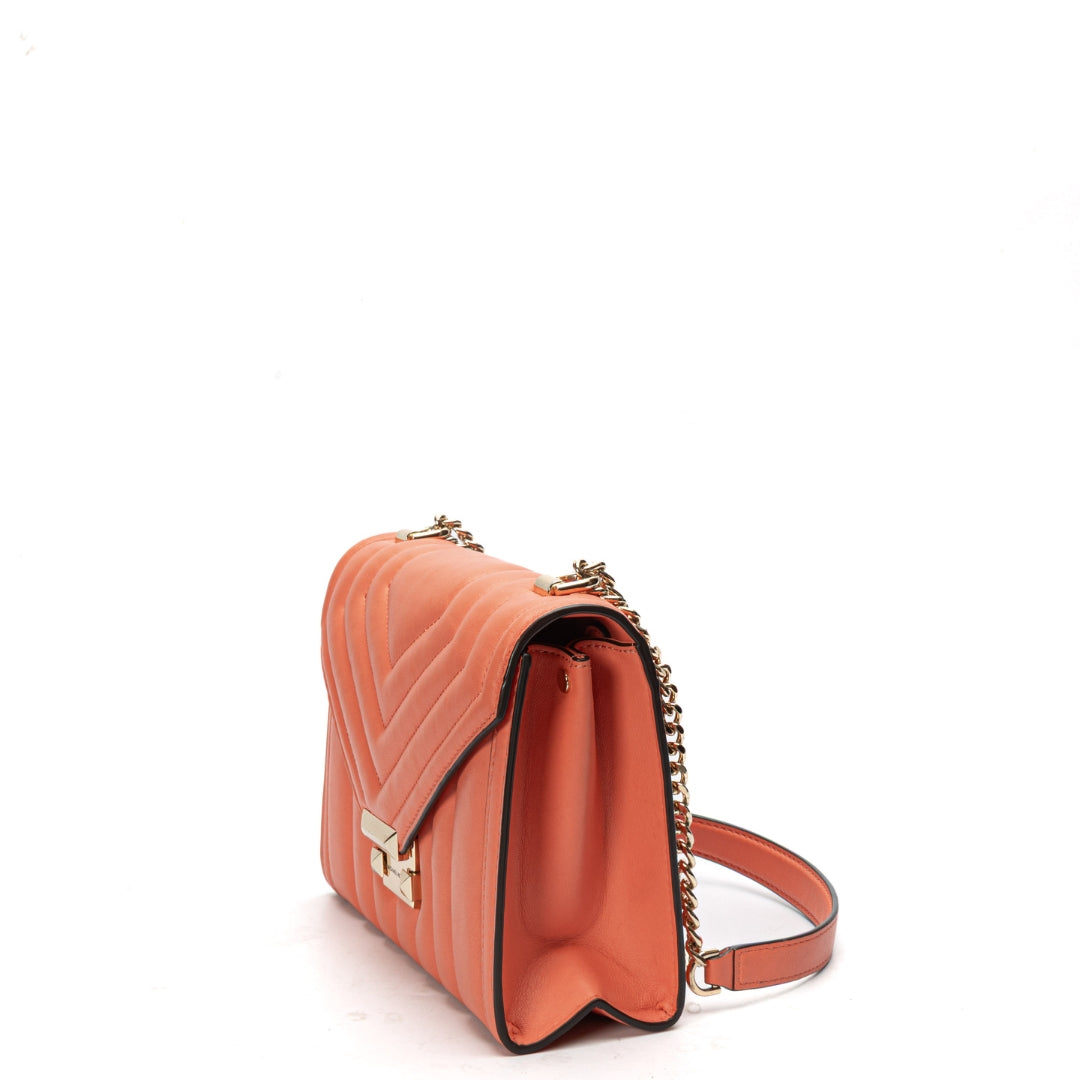 Michael Kors Whitney Orange Quilted Shoulder Bag