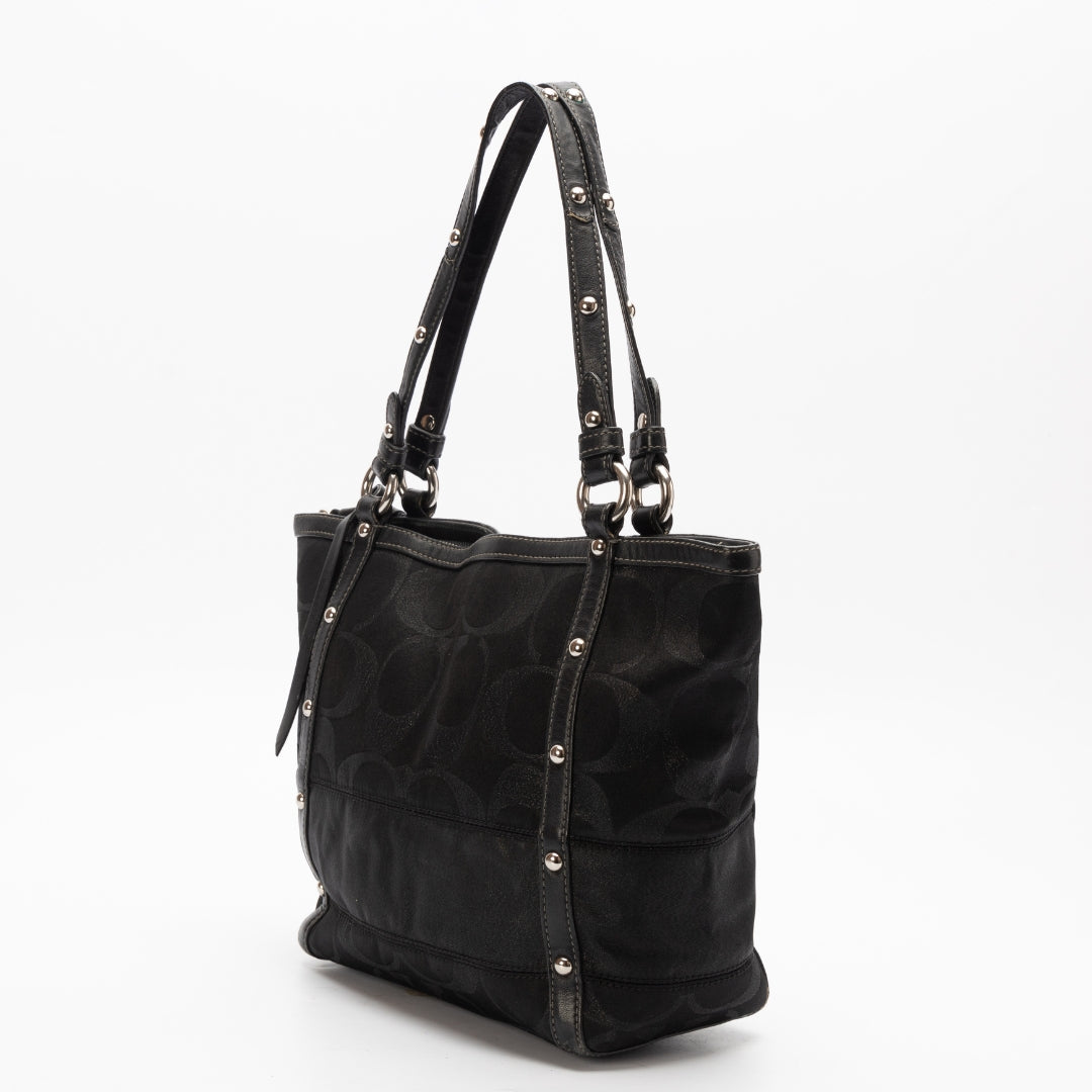 Coach Black Nylon Studded Shoulder Bag