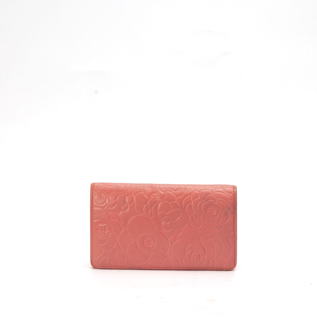 Chanel Pink Lambskin Camellia Wallet