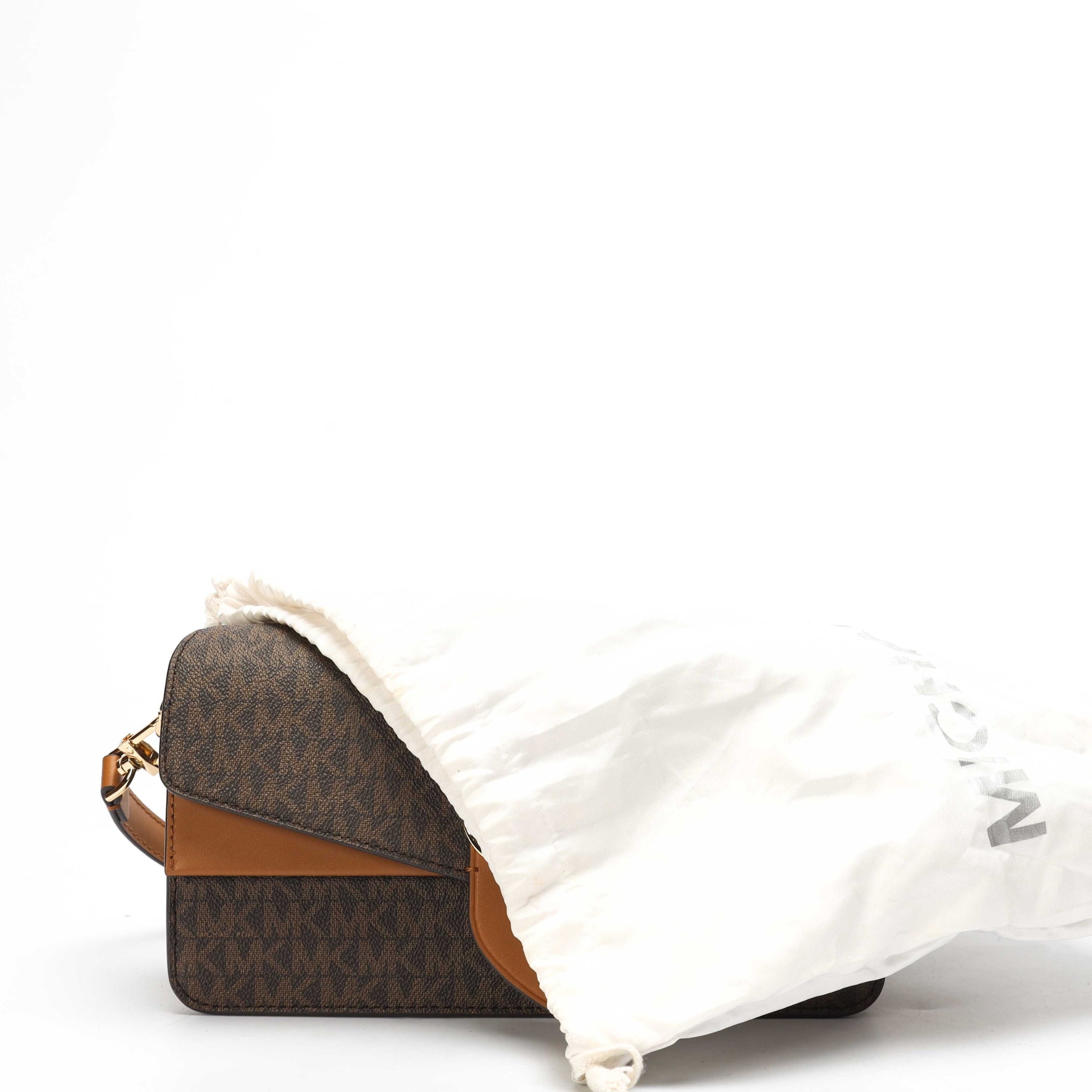 Michael Kors Greenwich Brown Logo Convertible Crossbody Bag