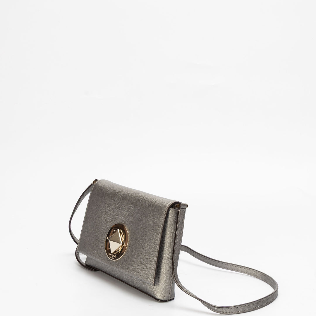 Kate Spade Grey Saffiano Leather Crossbody Bag