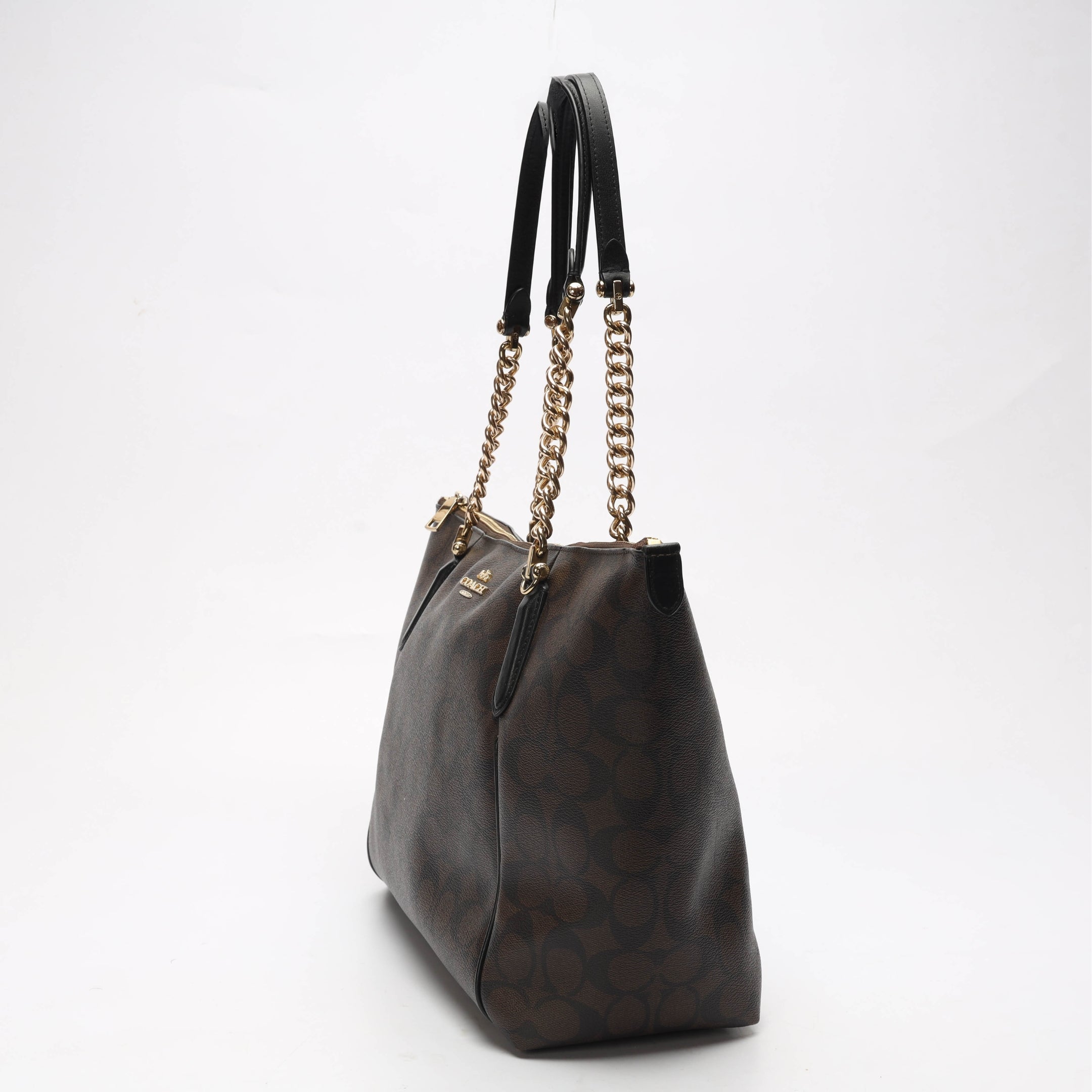 Coach Brown Signature Canvas Ava Chain Tote