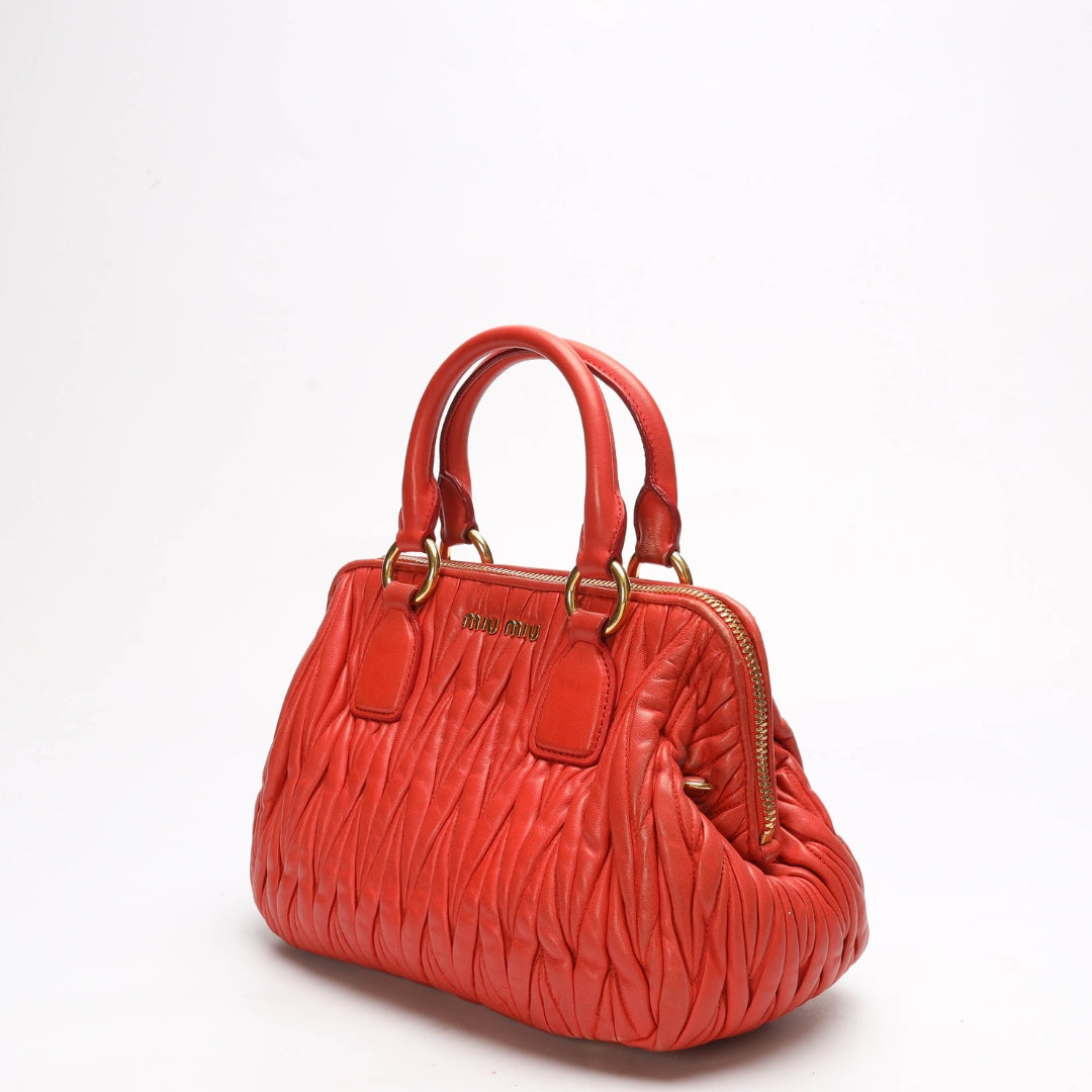 Miu Miu Red Matelasse Convertible Satchel