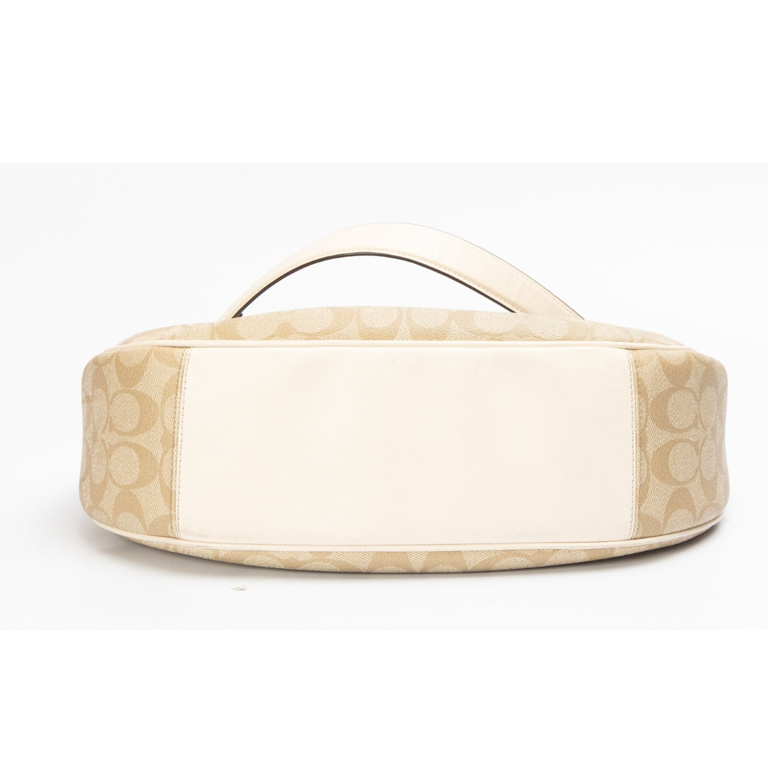 Coach Signature Canvas Leather Zip Hobo Bag