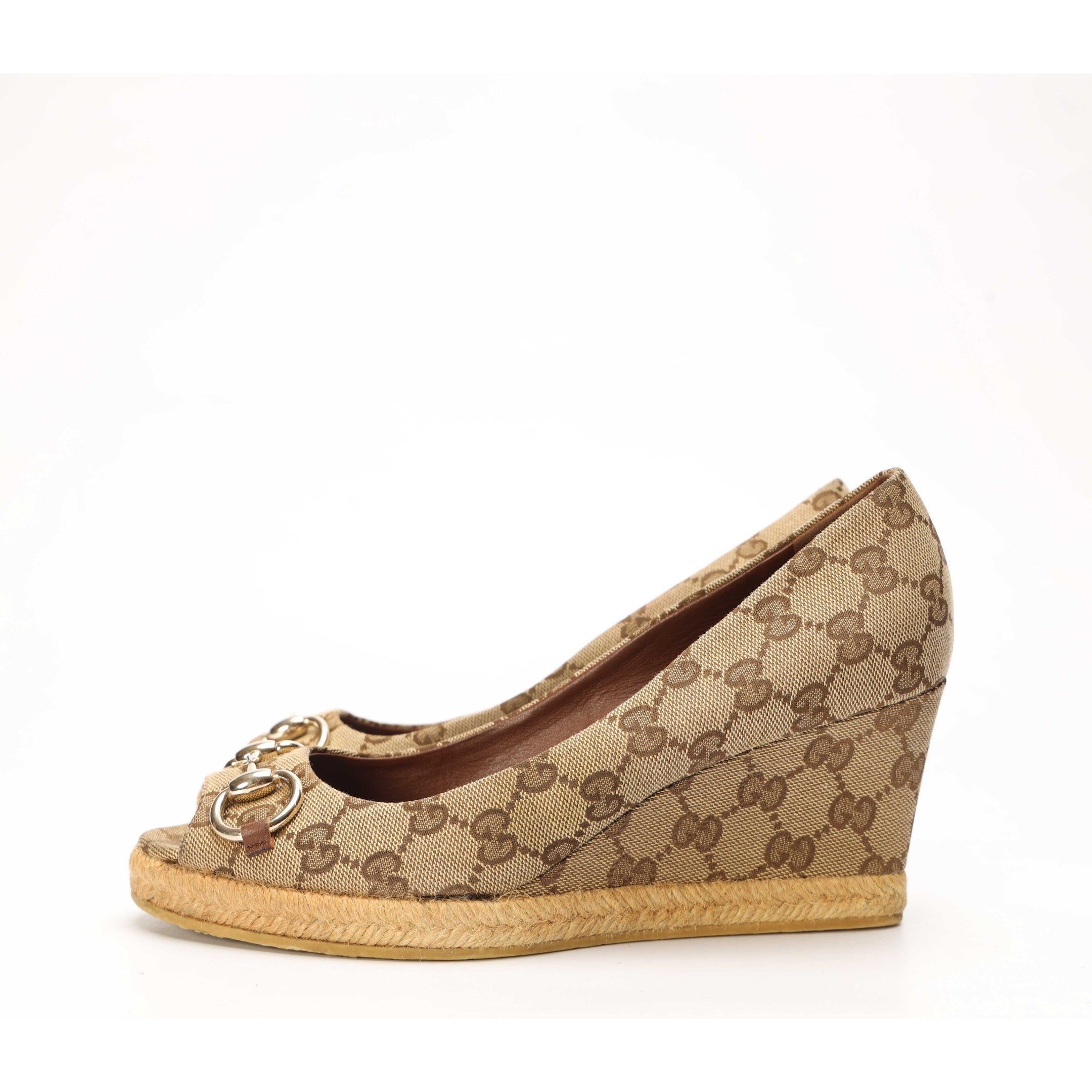 Gucci GG Canvas Wedge Espadrille Pumps