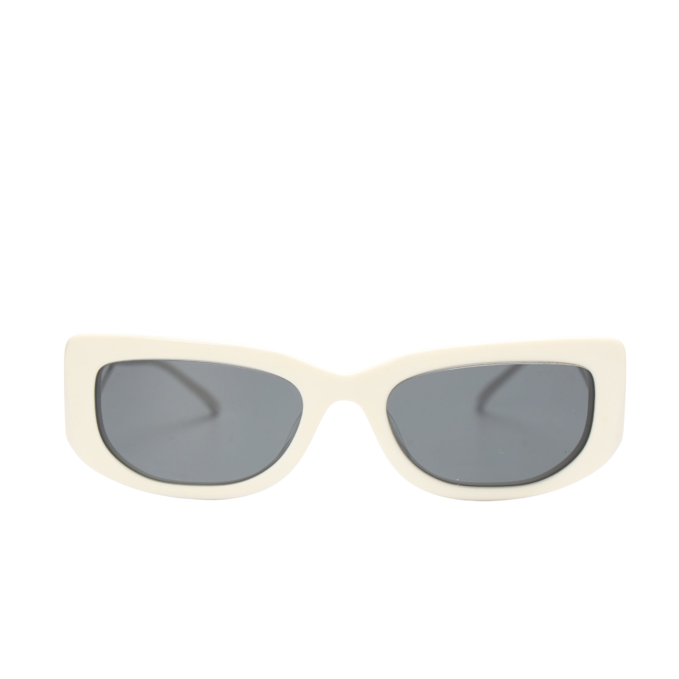 Prada White Logo Frame Rectangle Sunglasses
