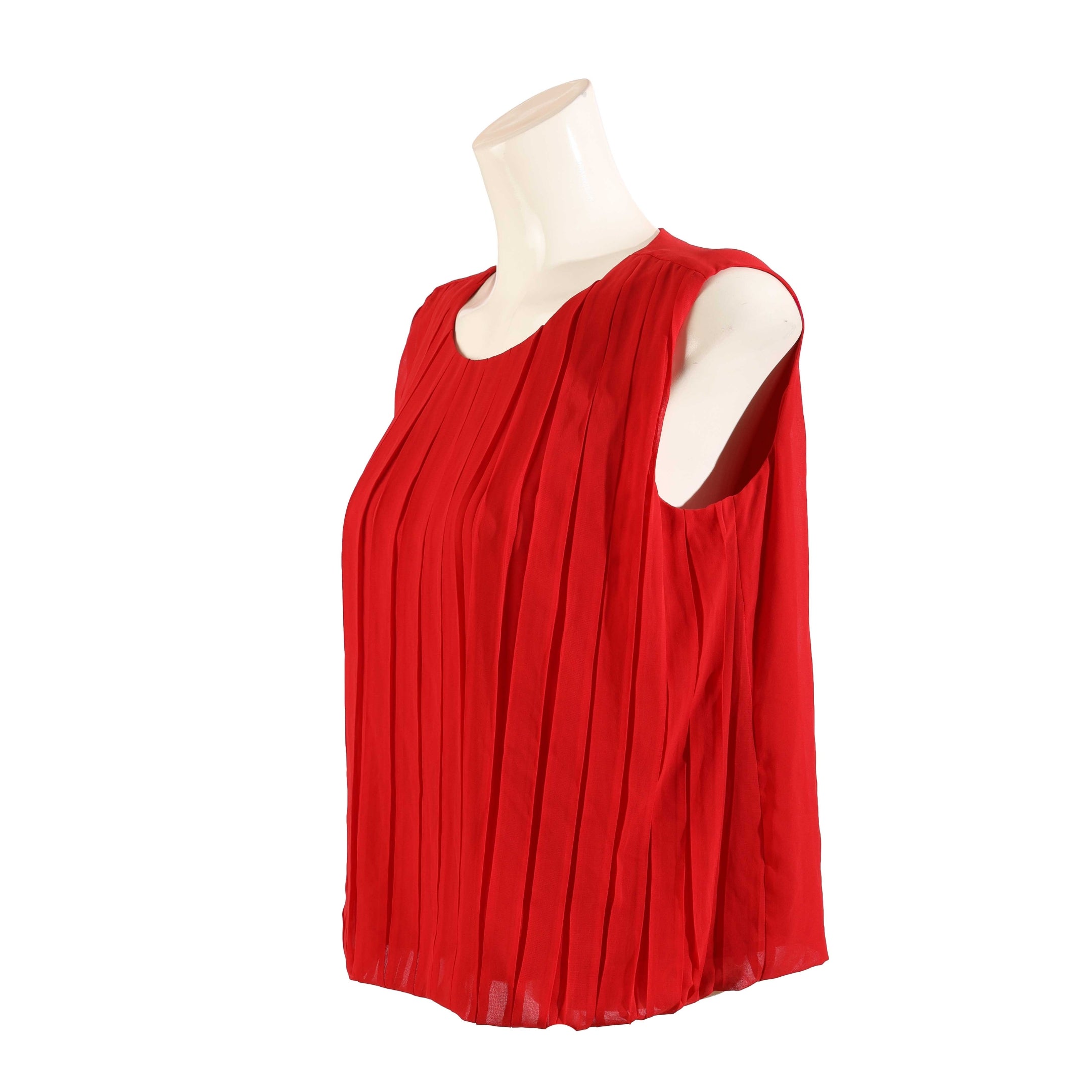Calvin Klein Red Pleated Sleeveless Top